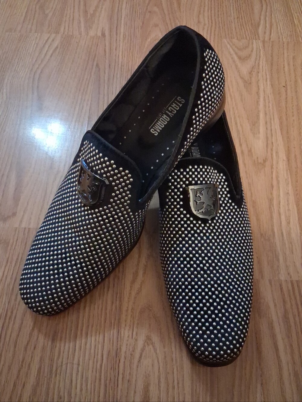 STACY ADAMS Black Loafers with Silver Studs. Mens. Size 10.5 M.